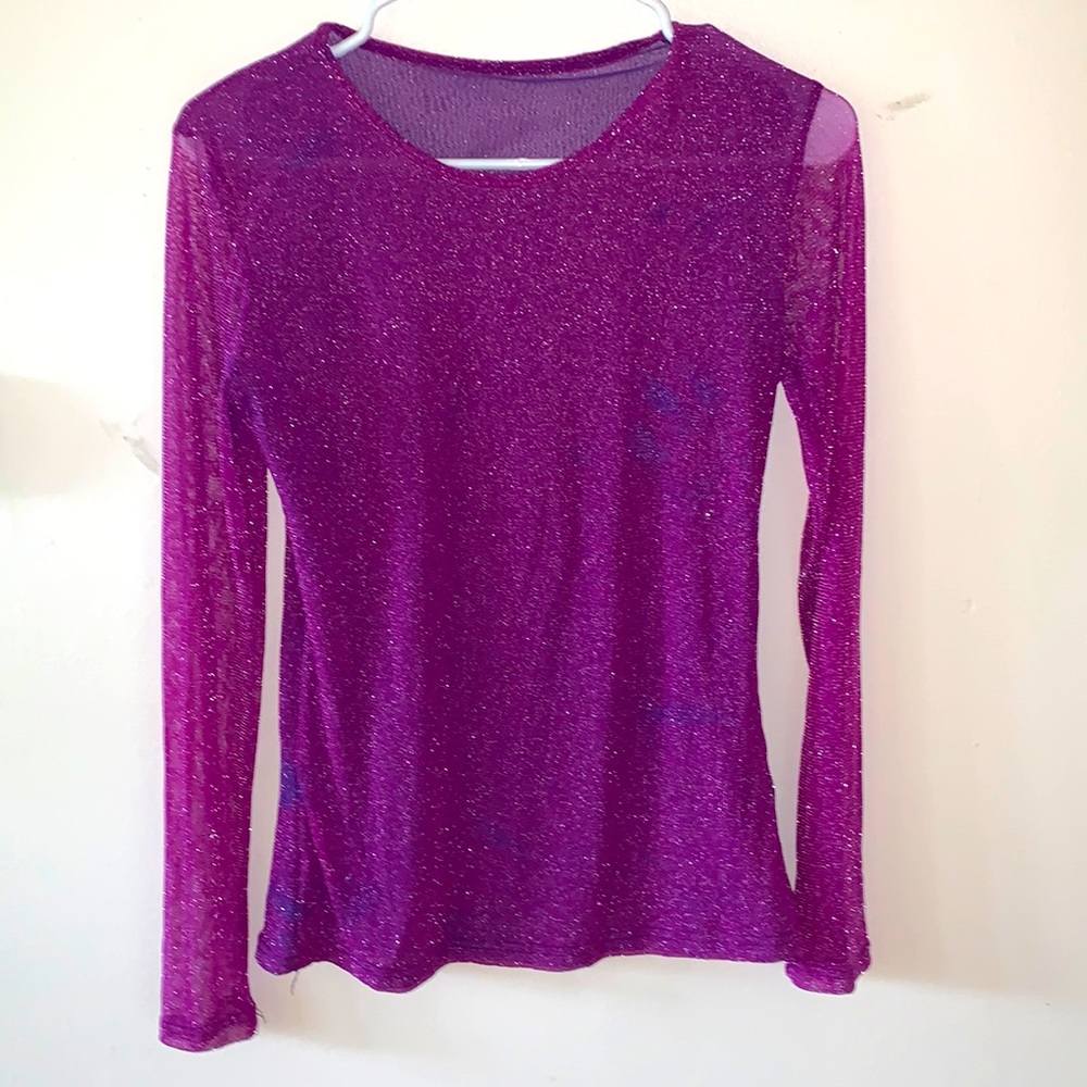 Sparkly purple mesh top